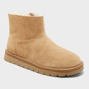 Universal Thread May Faux Suede Ankle Booties Memory Foam Zipper Closure Tan